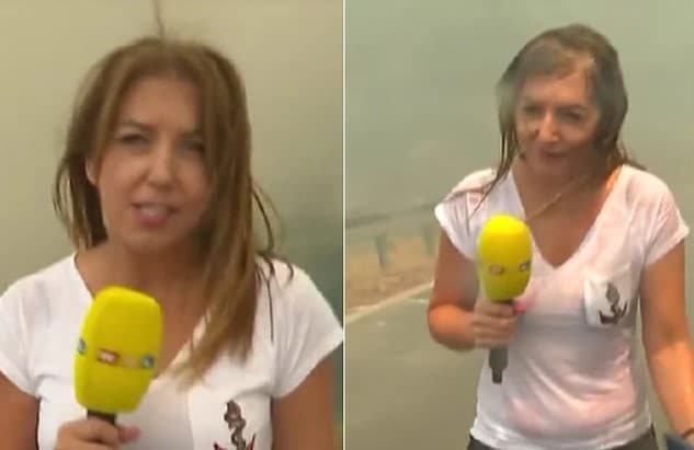 (VIDEO) Kanader zalio vodom NOVINARKU dok je izvještavala o požaru
