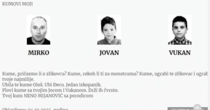 Cetinje bruji o čitulji kuma vlasnika kafane ubijenog u masakru