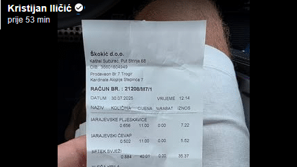 Kristijan iz Hrvatske dionice računa od mesara i kafića -