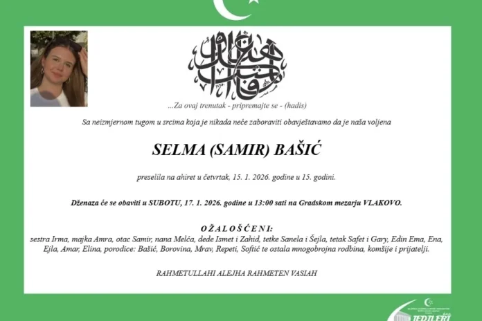 Prerano se ugasio mladi život: preminula 15-godišnja Selma Bašić